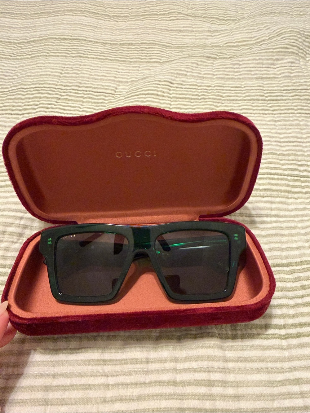 Gucci Women's Green Square Frame Sunglasses